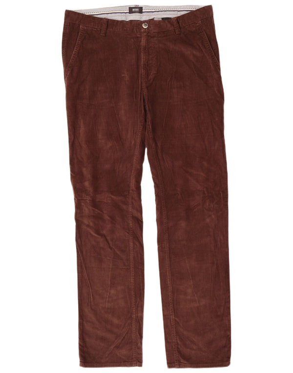 Hugo Boss Pantalones rectos de pana para hombre IT 52 XL W36 L34 Algodón marrón