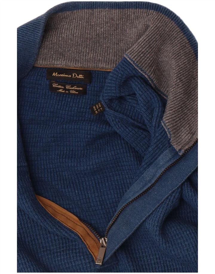 Massimo Dutti Jersey Hombre con Cremallera y Cuello XL Azul