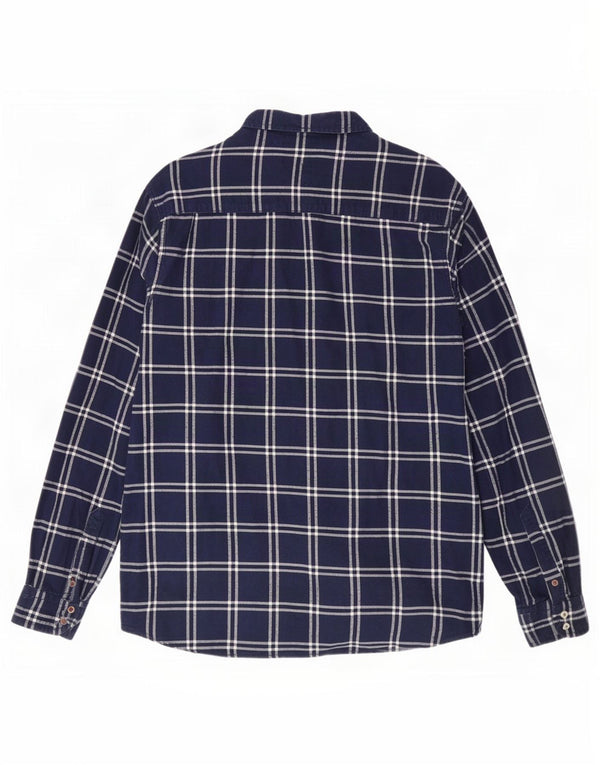 Tommy Hilfiger Mens Vintage Fit Flannel Shirt Large Navy Blue Check Cotton
