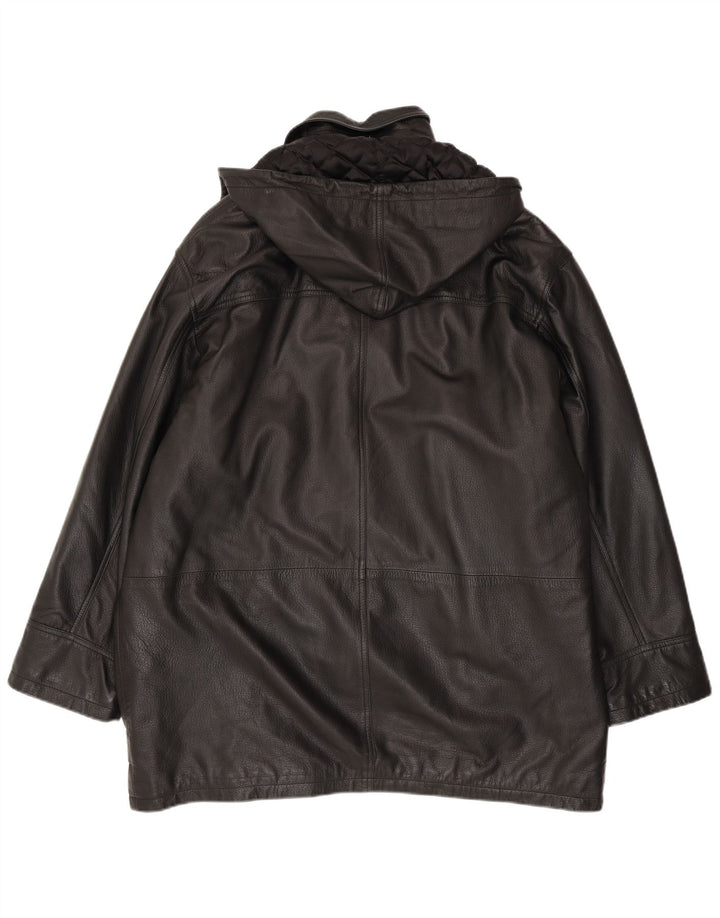Conbipel Abrigo de cuero con capucha para hombre IT 56 2XL Negro