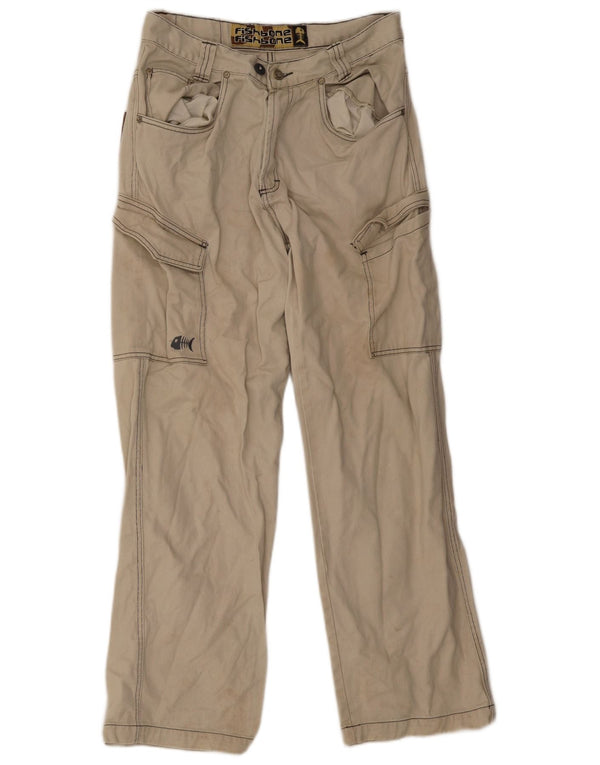 Fishbone - Pantalón cargo recto para hombre, talla mediana, W32 L30, color beige