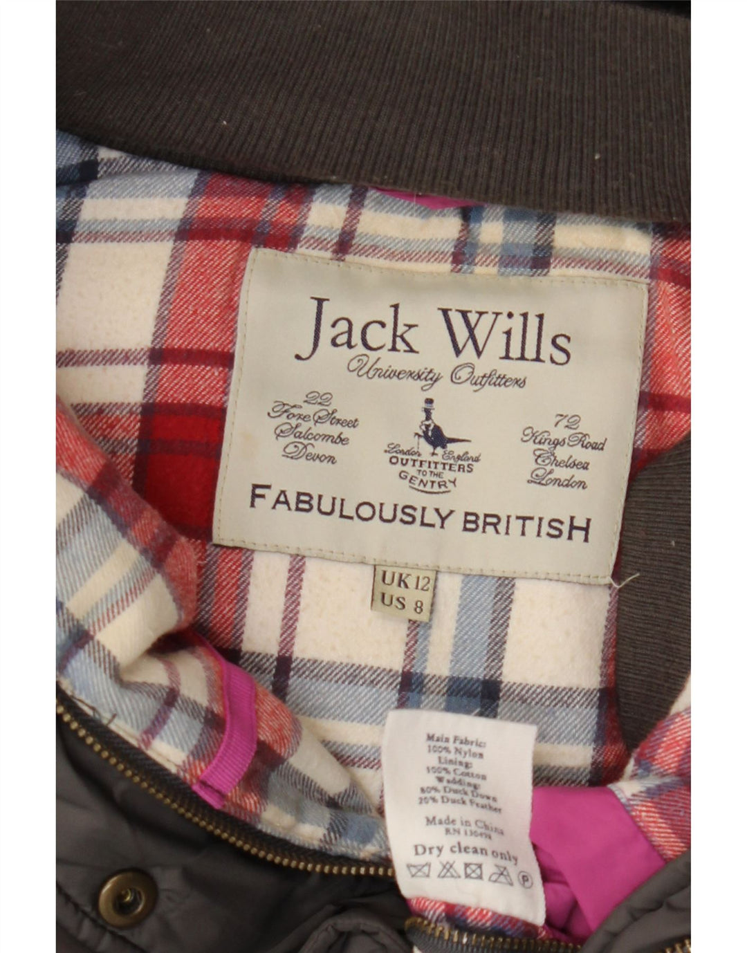 JACK WILLS Chaleco acolchado con capucha para mujer UK 42 Nylon gris medio