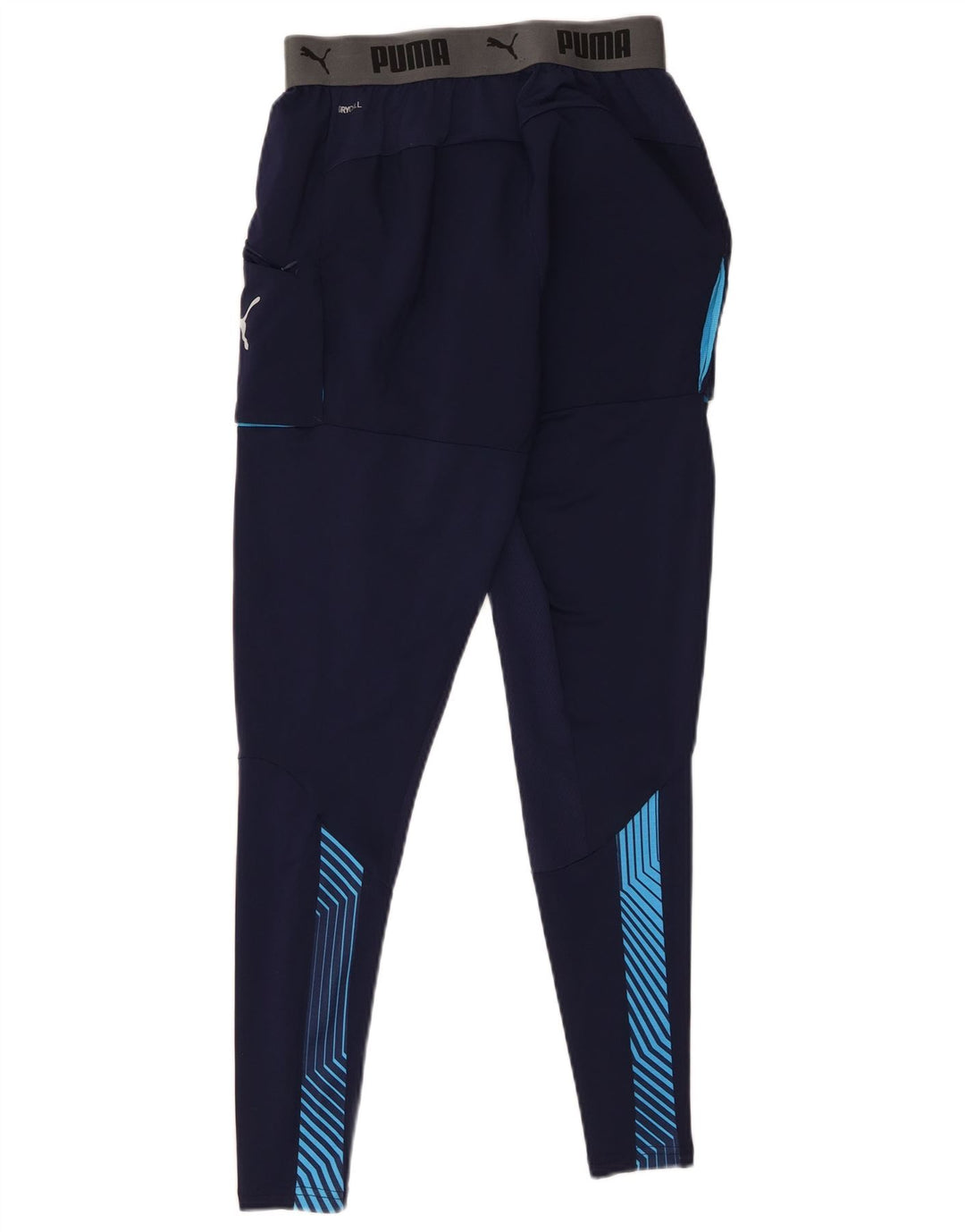PUMA Mens Graphic Tracksuit Trousers Small  Navy Blue Colourblock