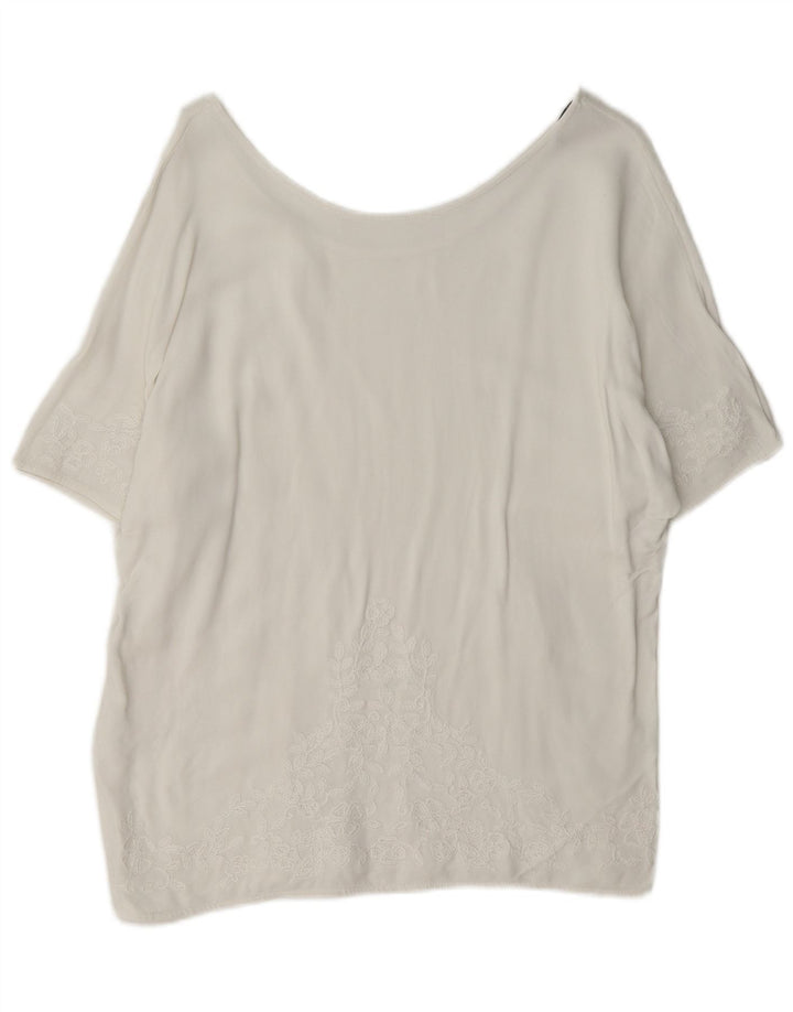 Massimo Dutti Blusa Mujer Top UK 46 Grande Blanco Floral
