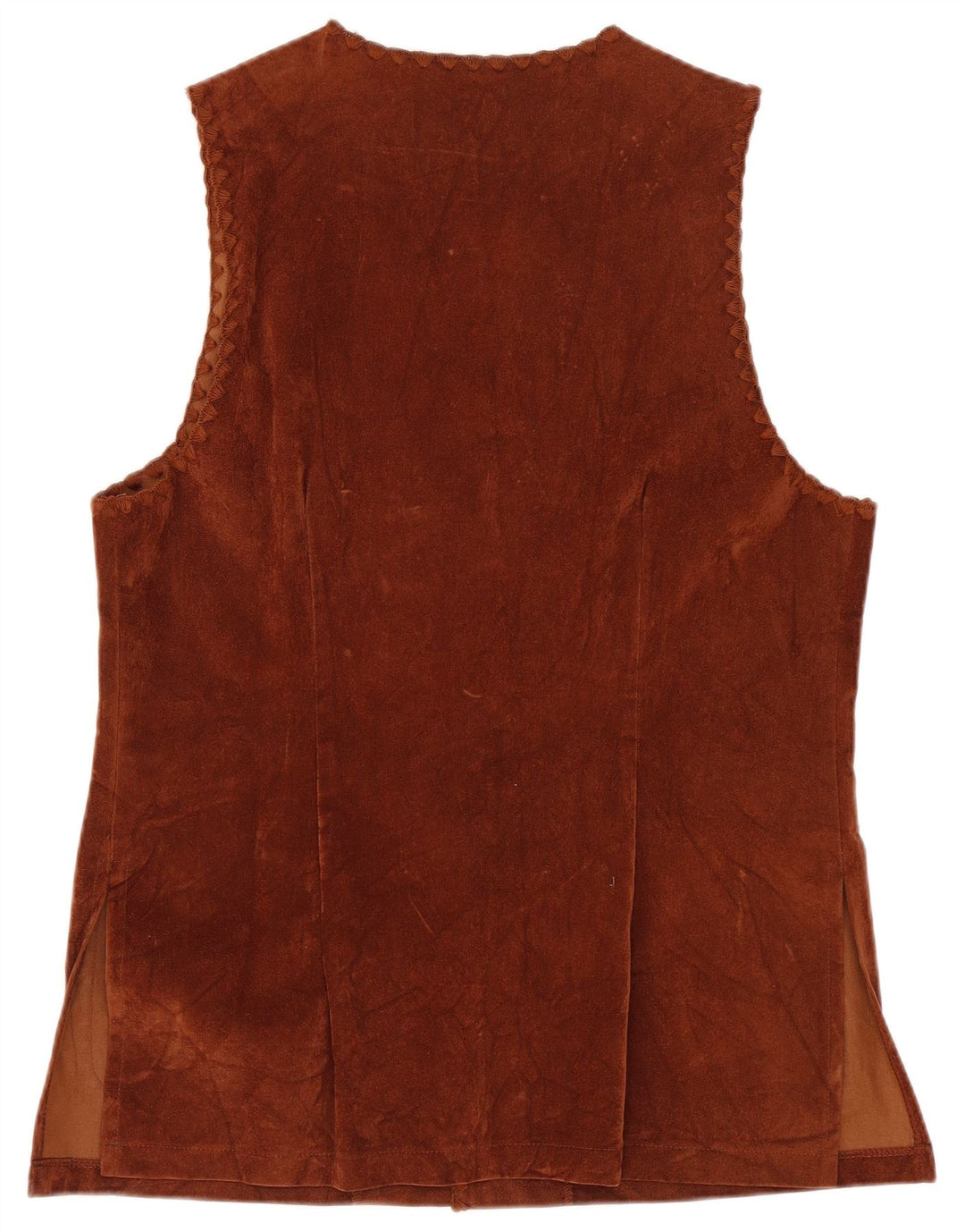 Vintage mujer Gilet Reino Unido 10 pequeño marrón viscosa