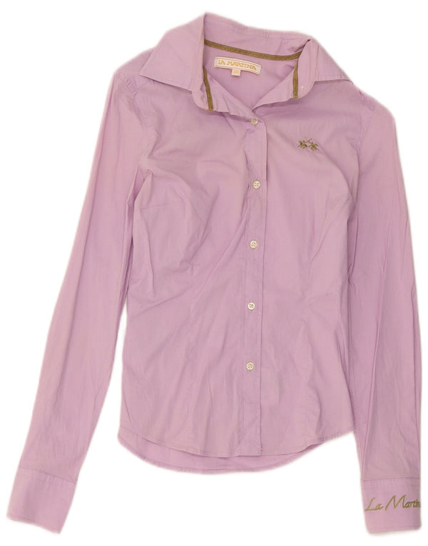 La Martina Camisa gráfica para mujer UK 6 XS Algodón morado