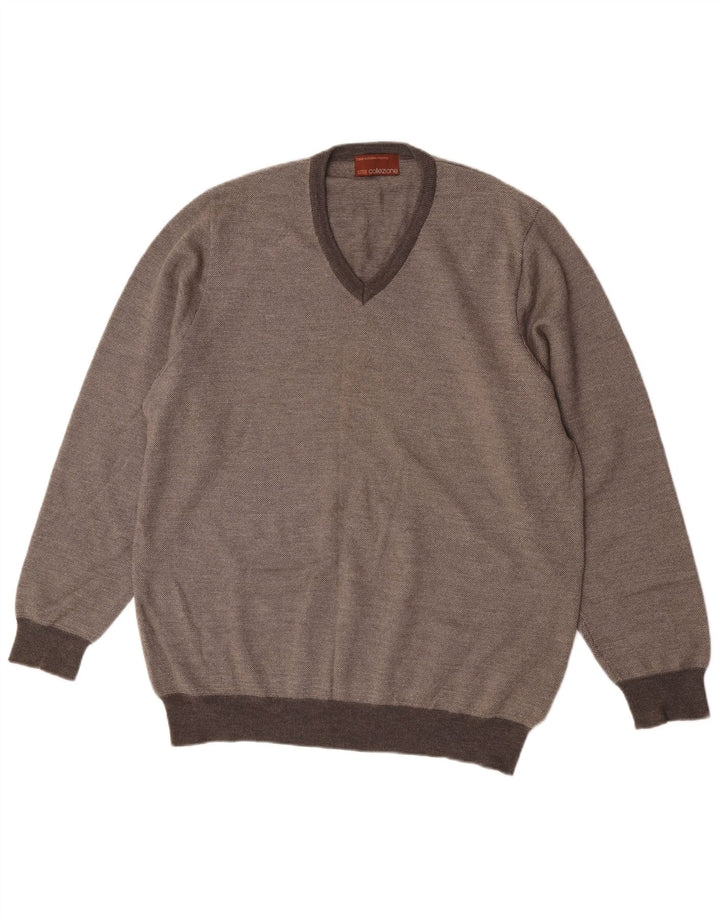 Marks & Spencer Jersey con cuello en V para hombre de lana merino gris grande