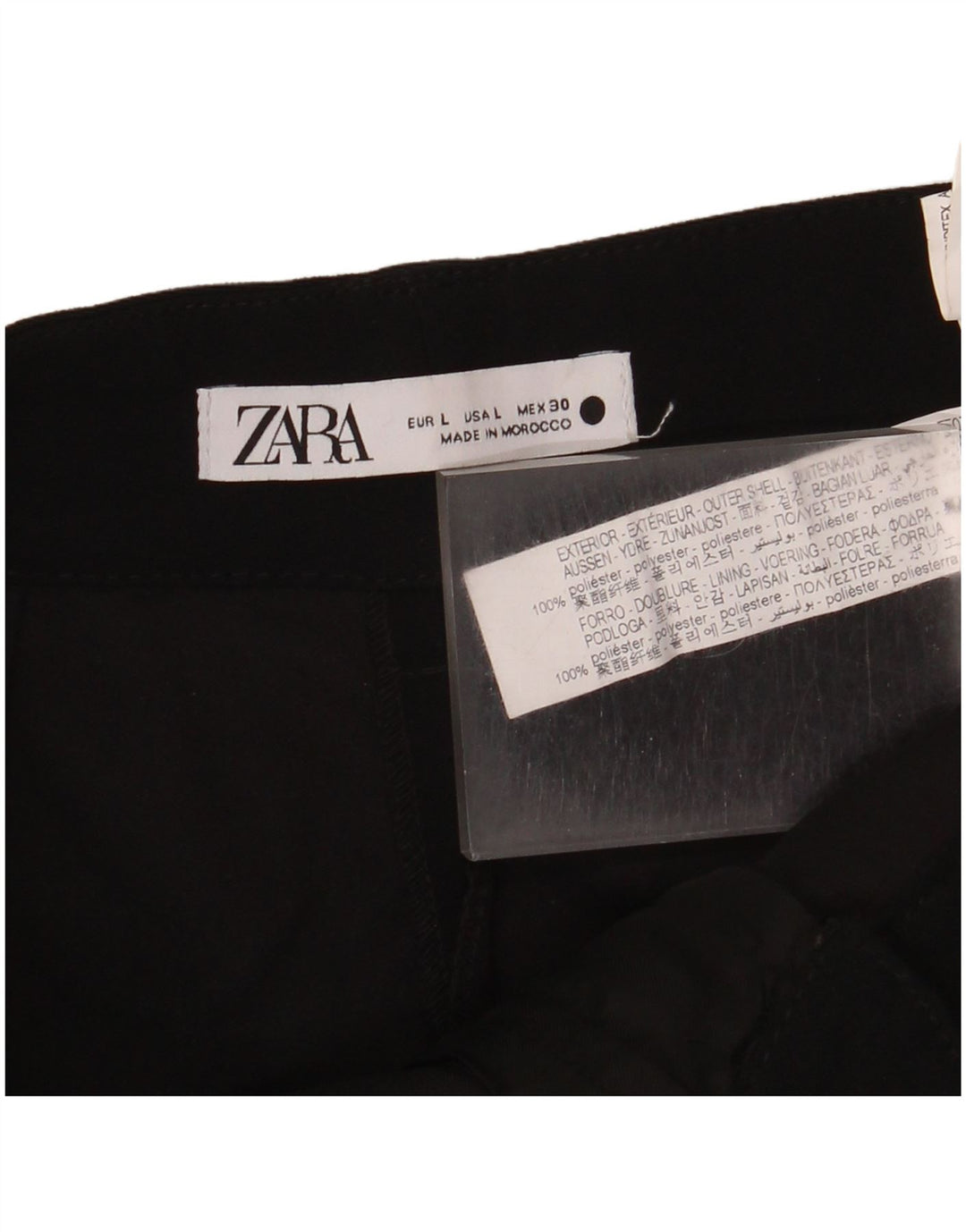 Zara Mujer Pantalón Chino Pegged Grande W32 L32 Poliéster Negro