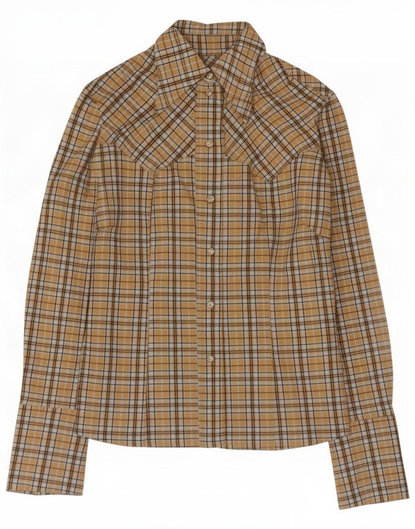 Camisa vintage para mujer UK 46 Large Yellow Check