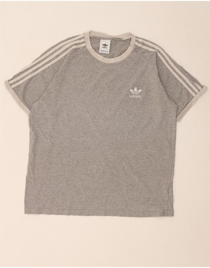 Adidas Hombre Camiseta Top Grande Gris Colorblock Algodón