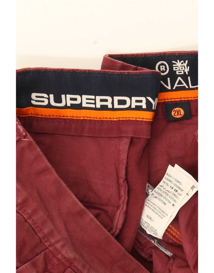 Superdry Pantalones cortos chinos para hombre 2XL W42 Algodón granate