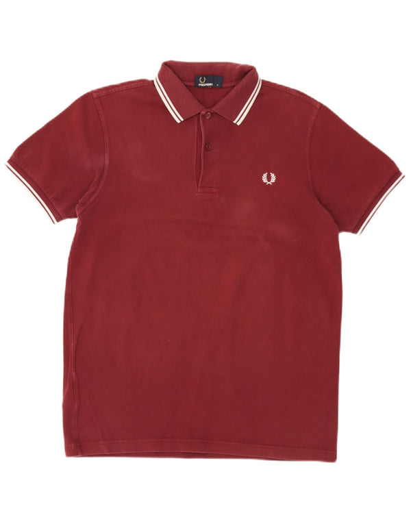 Fred Perry Polo Para Hombre De Algodón A Rayas Burdeos Pequeño