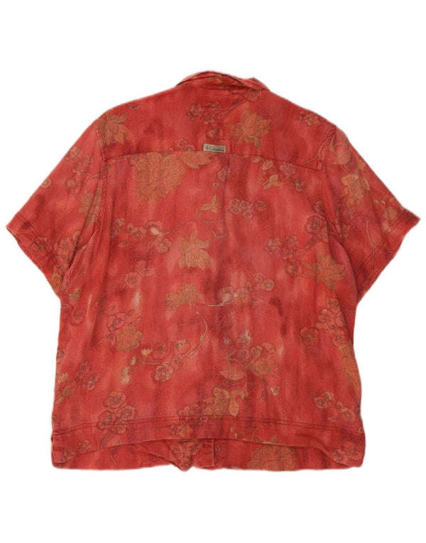 Columbia Camisa de manga corta para mujer UK 44 Medium Red Floral Linen