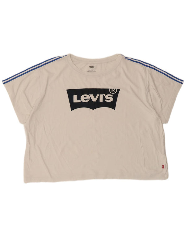 Levi's Camiseta corta extragrande con gráfico para mujer UK 44 Medium White