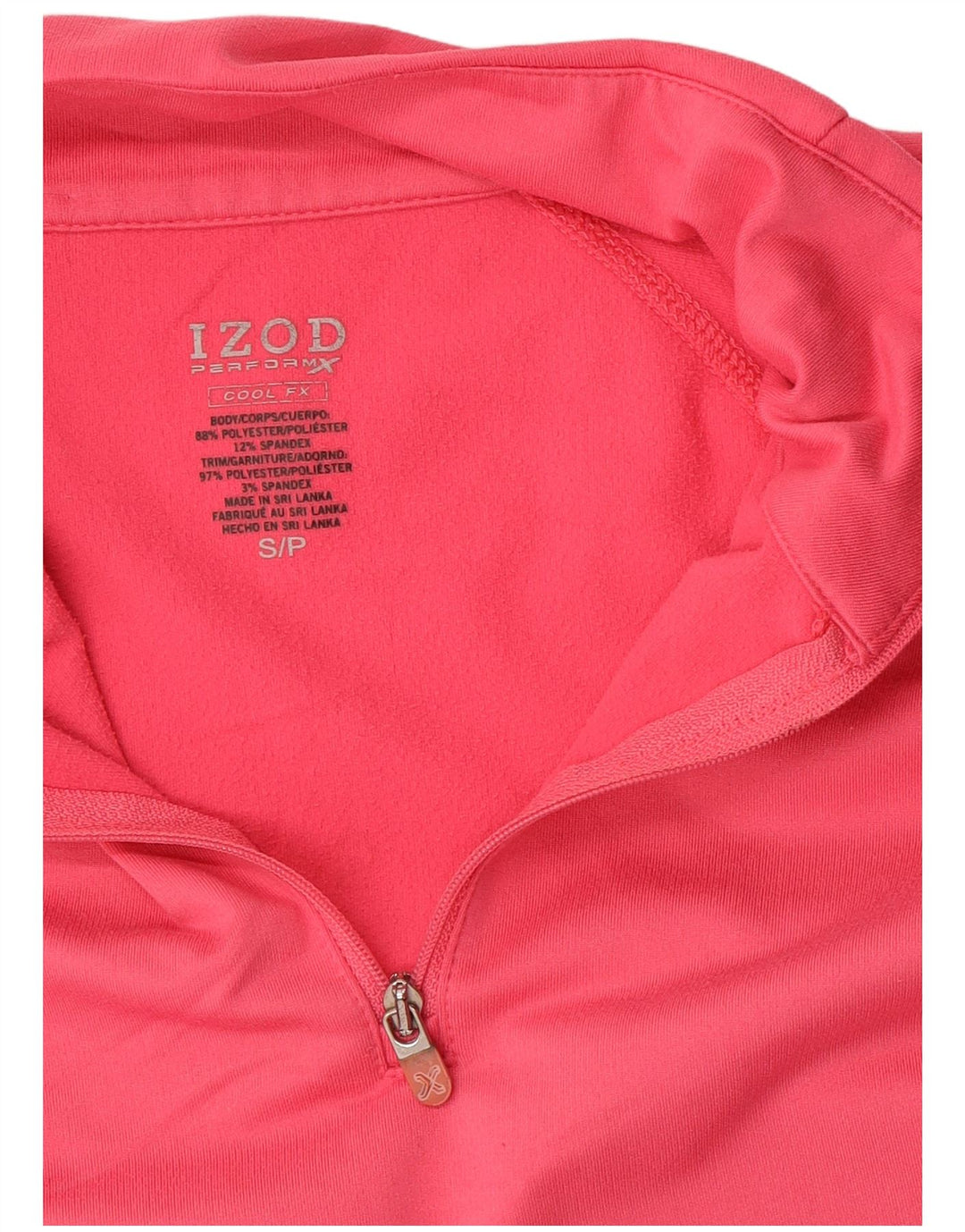 IZOD - Sudadera con cuello y cremallera para hombre, color rosa, poliéster