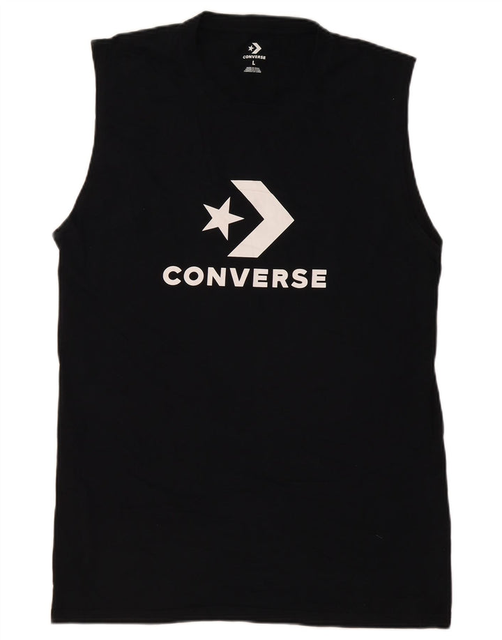Converse Hombre Gráfico Chaleco Top Grande Algodón Negro