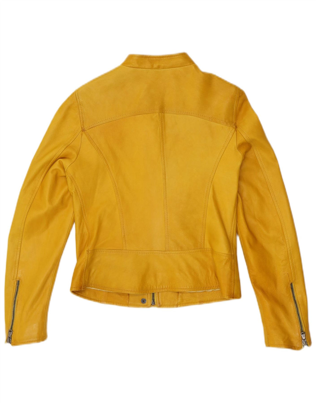 Chaqueta motera de cuero para mujer Bayside IT 44 Cuero amarillo mediano