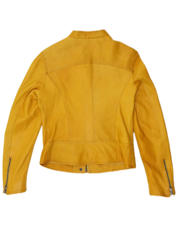 Chaqueta motera de cuero para mujer Bayside IT 44 Cuero amarillo mediano