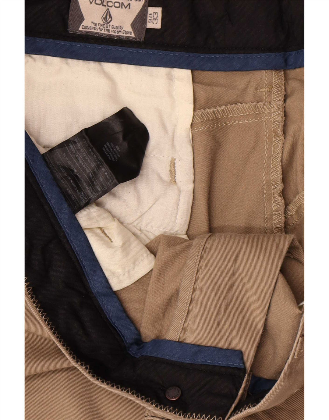 Pantalones cortos chinos Volcom W33 de algodón beige medio para hombre
