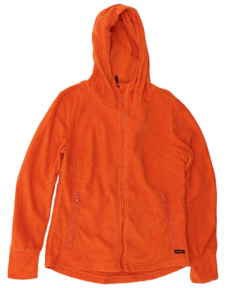 CALVIN KLEIN Chaqueta polar con capucha para mujer UK 12 Poliéster naranja medio
