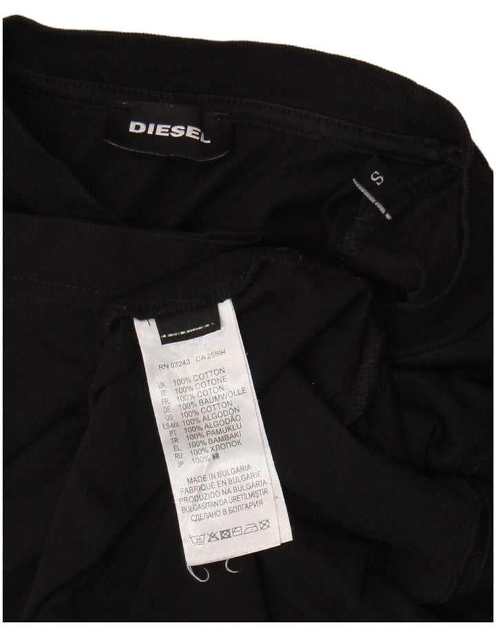 Diesel Hombre Camiseta Gráfica Top Pequeño Algodón Negro