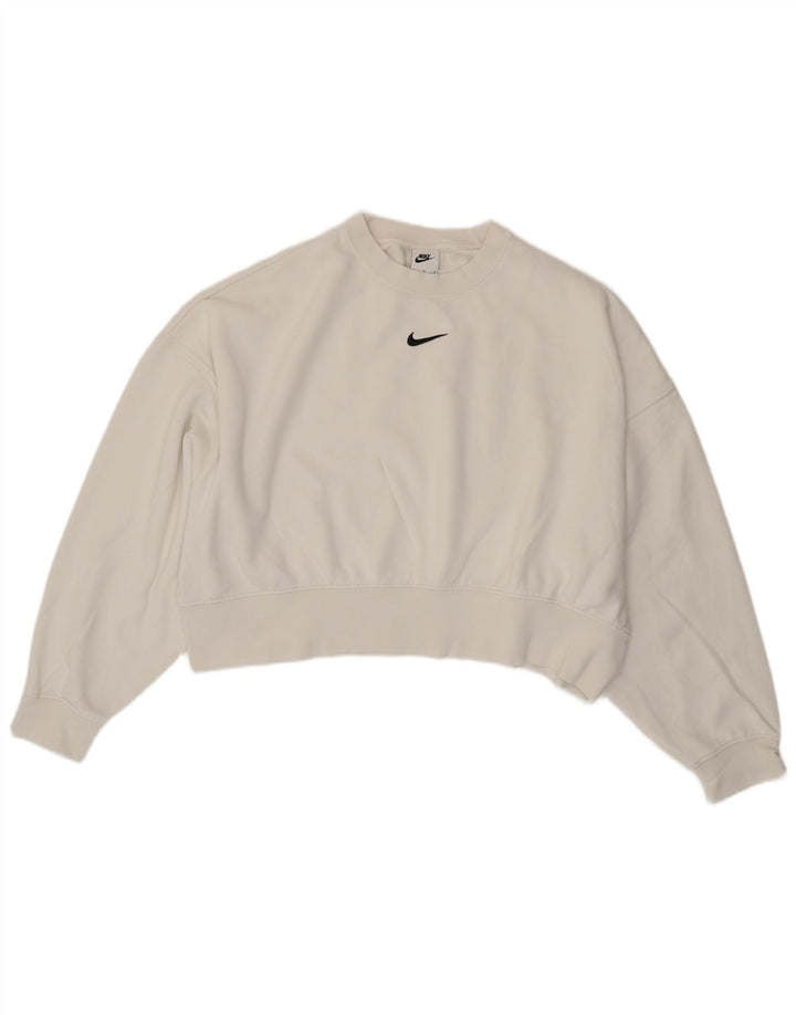 Nike - Sudadera corta extragrande para mujer, talla 40, algodón blanco mediano