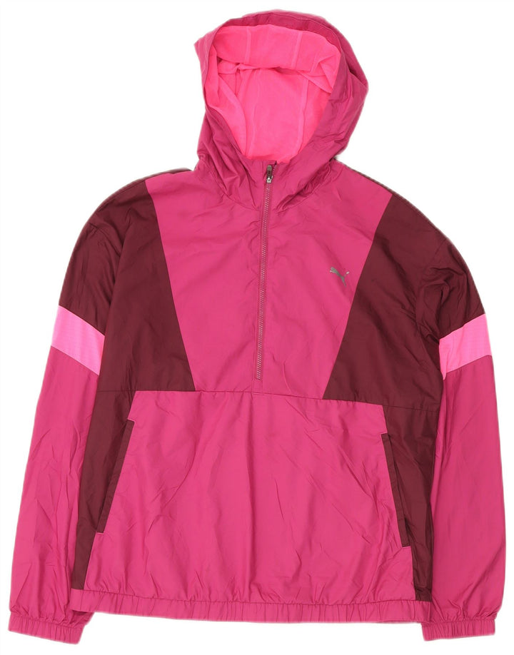 PUMA Chaqueta impermeable extragrande con capucha para mujer UK 10 Small Pink Colourblock