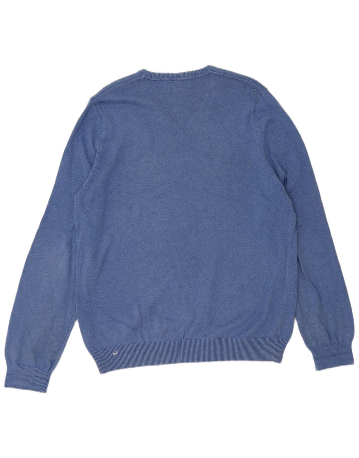 Marks & Spencer Jersey con cuello en V para hombre, talla grande, azul