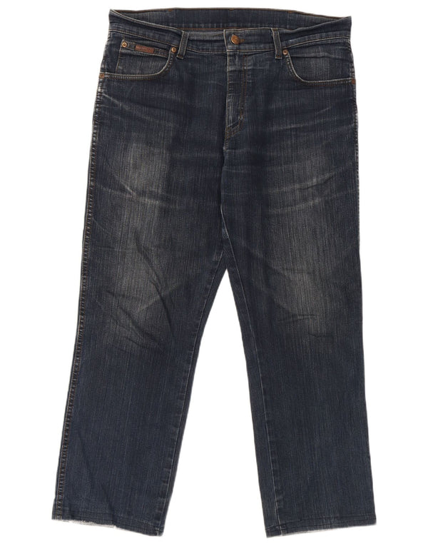 Wrangler Vaqueros Rectos Texas Stretch Mujer W34 L27 Algodón Azul Marino
