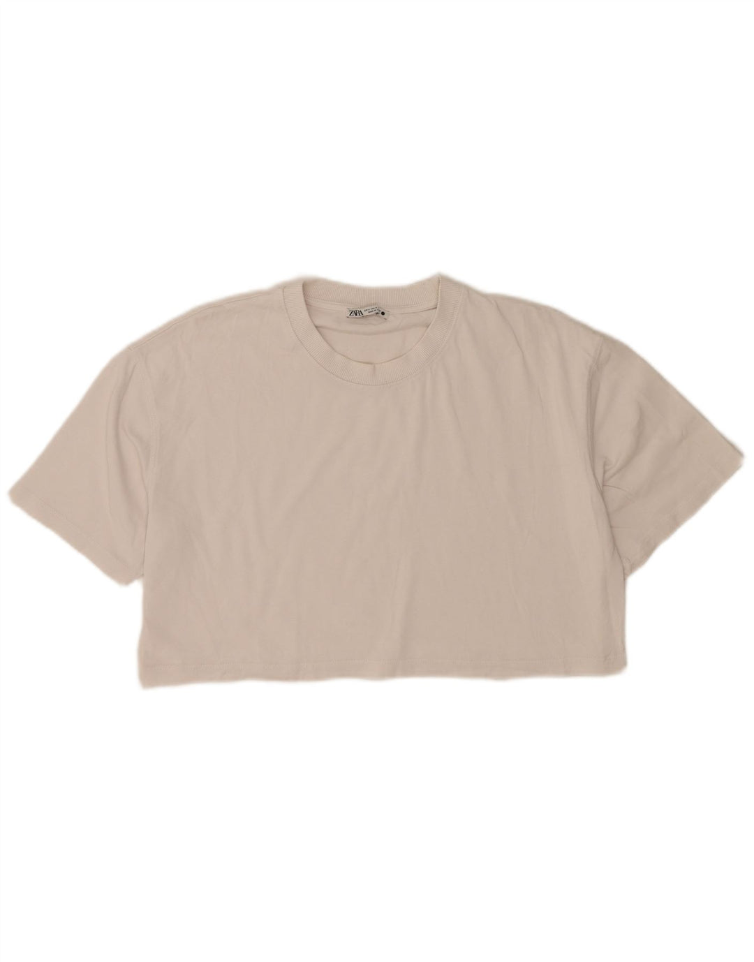 Zara Mujer Crop Camiseta Extragrande Top UK 44 Medium Blanco