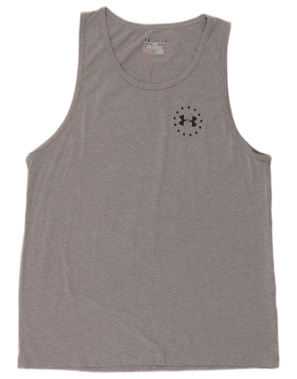 Under Armour Camiseta sin mangas con gráfico Heat Gear para mujer, talla 40, color gris medio