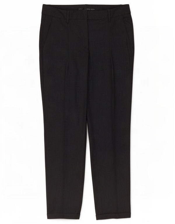 Zara Mujer Pantalón De Traje Slim Small W27 L27 Poliéster A Rayas Azul Marino