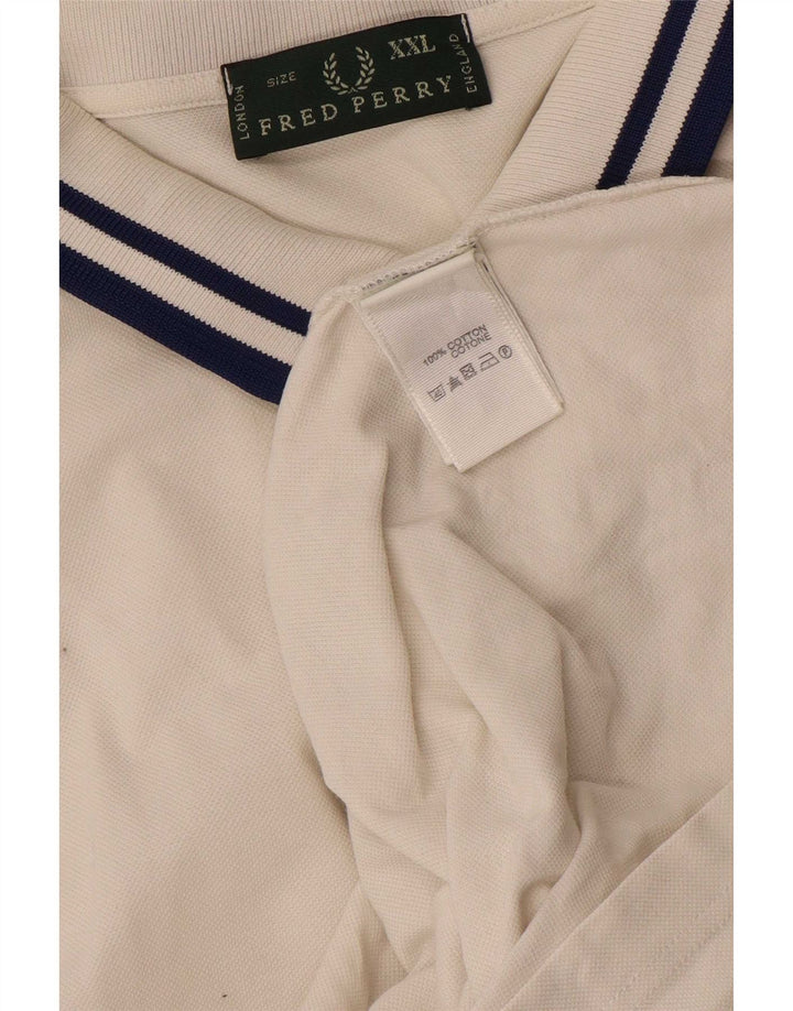 Fred Perry Polo Para Hombre 2XL Algodón A Rayas Blanco