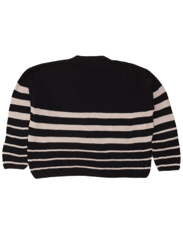 Zara Mujer Suéter De Cuello Redondo De Gran Tamaño UK 10 Small Black Stripes