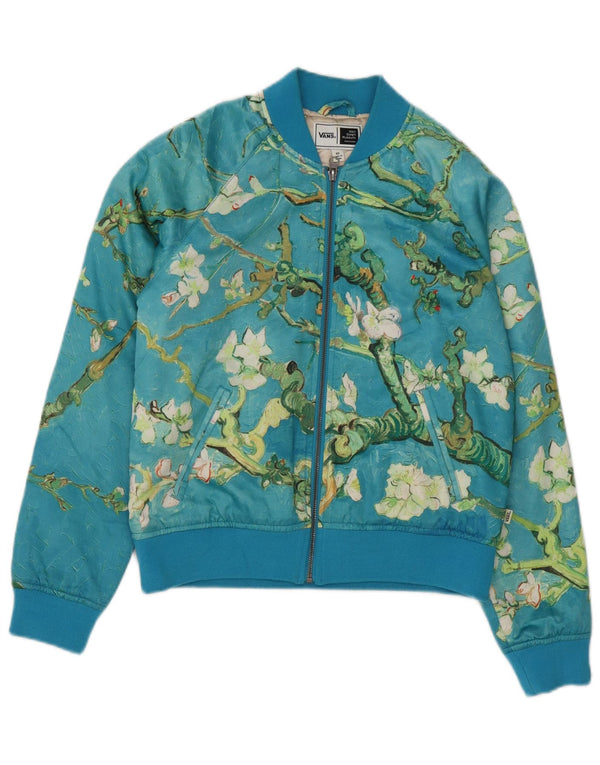 Vans Chaqueta universitaria extragrande para mujer Von Gogh Museum UK 6 XS Azul Floral