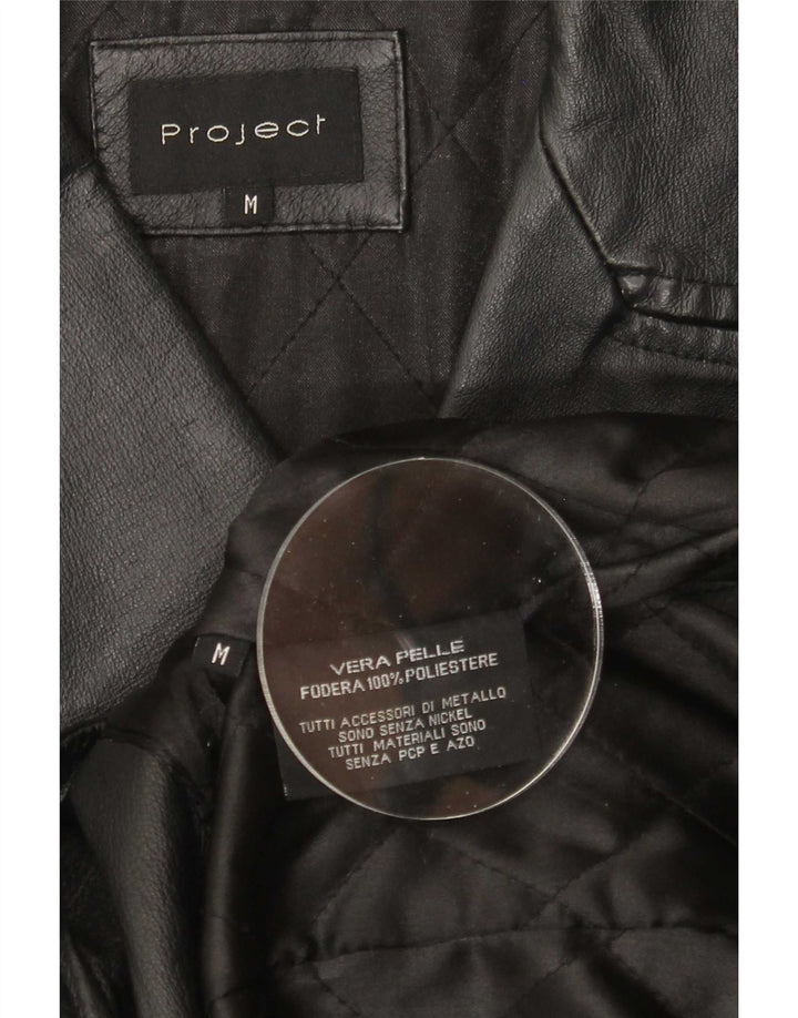 Project Abrigo de cuero para mujer UK 44 Mediano Negro