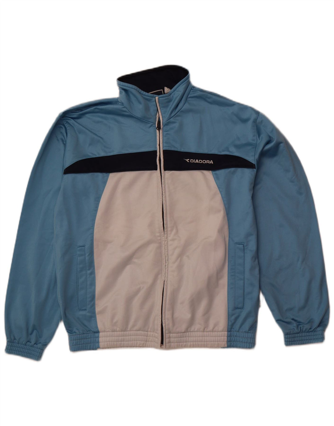 Diadora Chaqueta de chándal para hombre ES 40 Poliéster color block azul medio