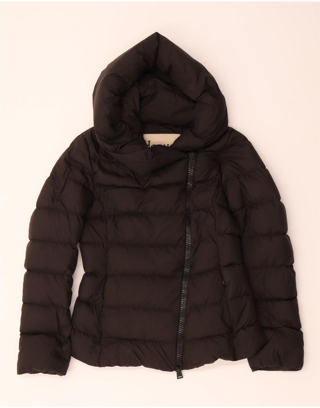 Herno Mujer Chaqueta Acolchada Con Capucha IT 44 Mediana Negro Poliéster