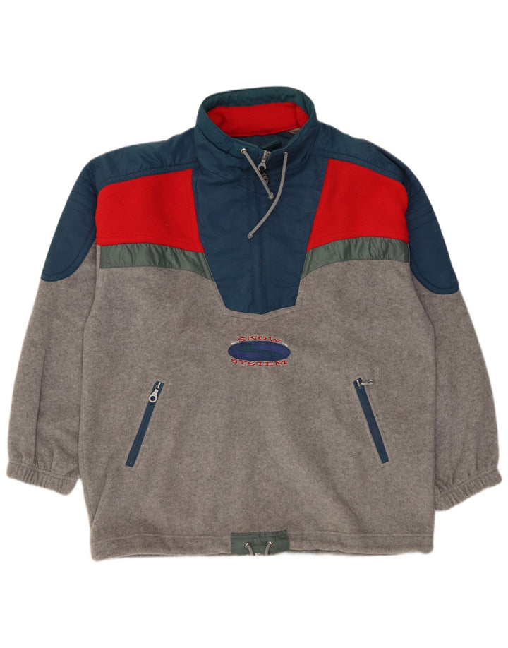 SANTOSTEFANO Jersey polar con cuello y cremallera para hombre Poliéster color block gris grande