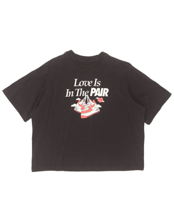Nike Camiseta Corta Suelta para Mujer UK 40 Mediana Algodón Negro