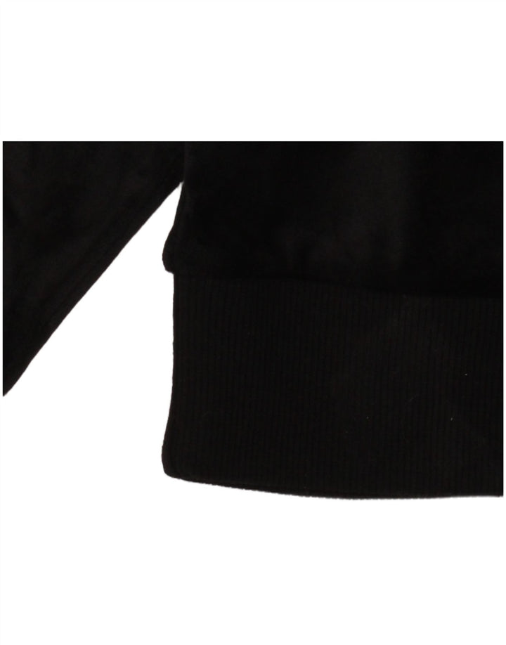 Ellesse Crop Velour Zip Sudadera con capucha para mujer UK 12 Mediano Negro Poliéster