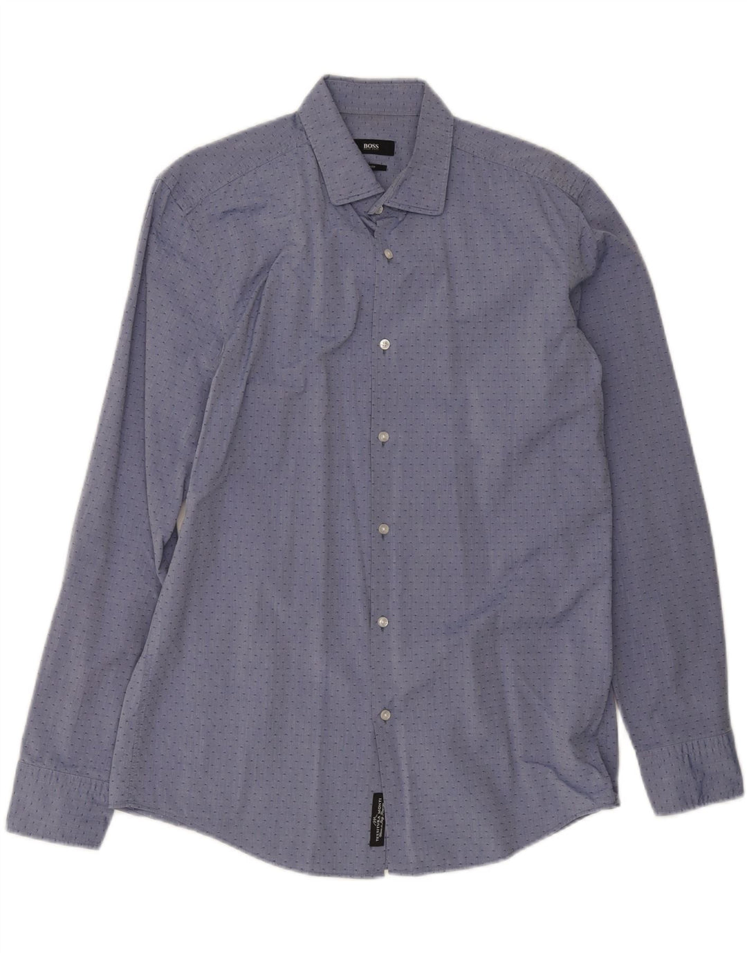 Hugo Boss Camisa ajustada para hombre Talla 15 3/4 40 Medio azul manchado