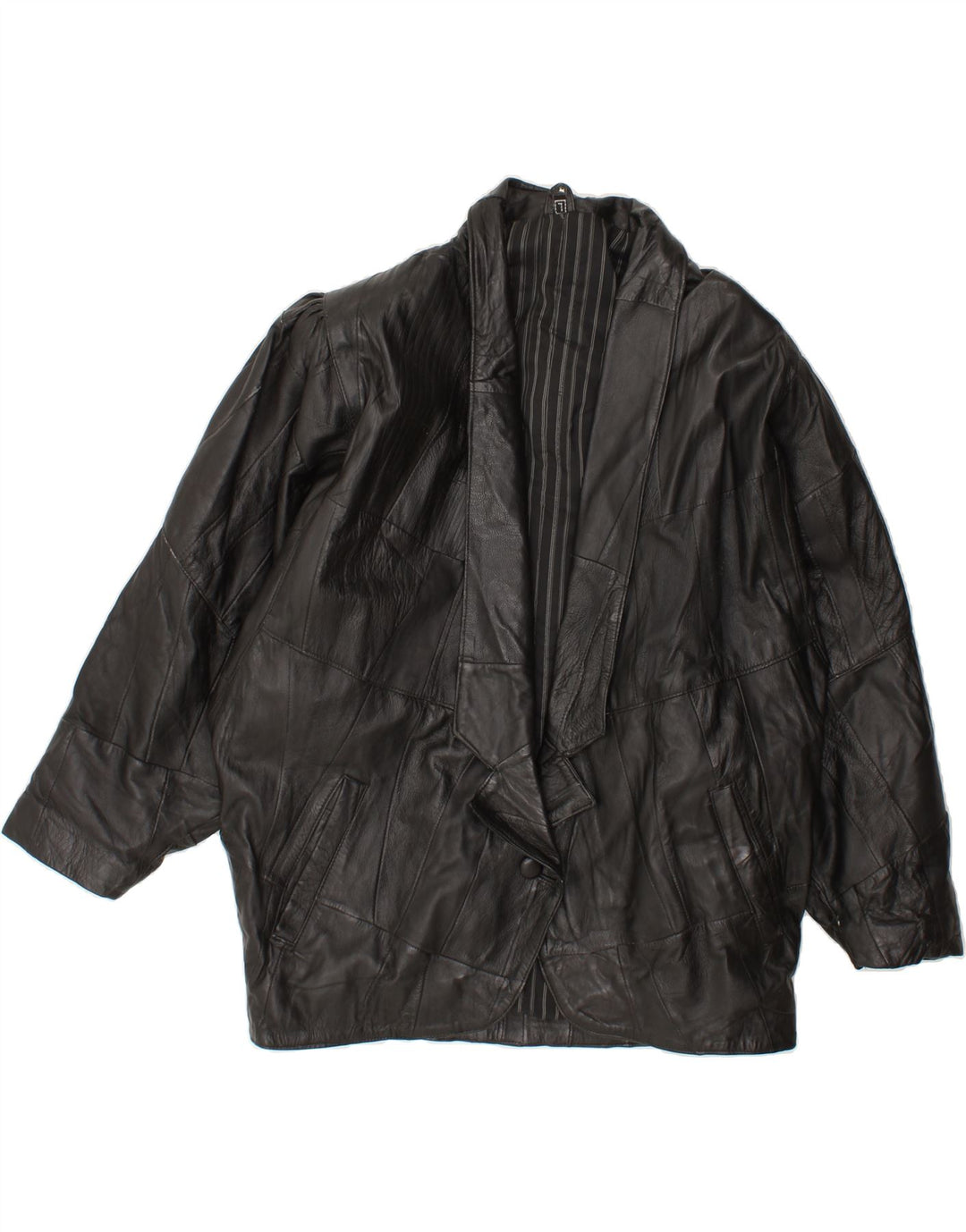 VINTAGE Womens Leather Jacket UK 14 Large Black Leather Vintage Vintage and Second-Hand Vintage from Messina Hembry 