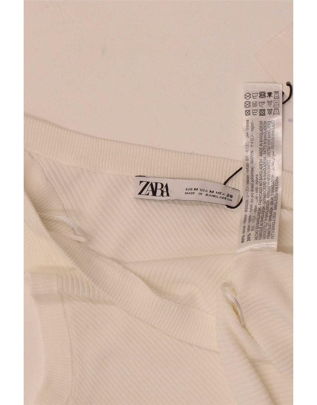 Zara Top De Un Hombro Para Mujer UK 42 Viscosa Blanca Mediana