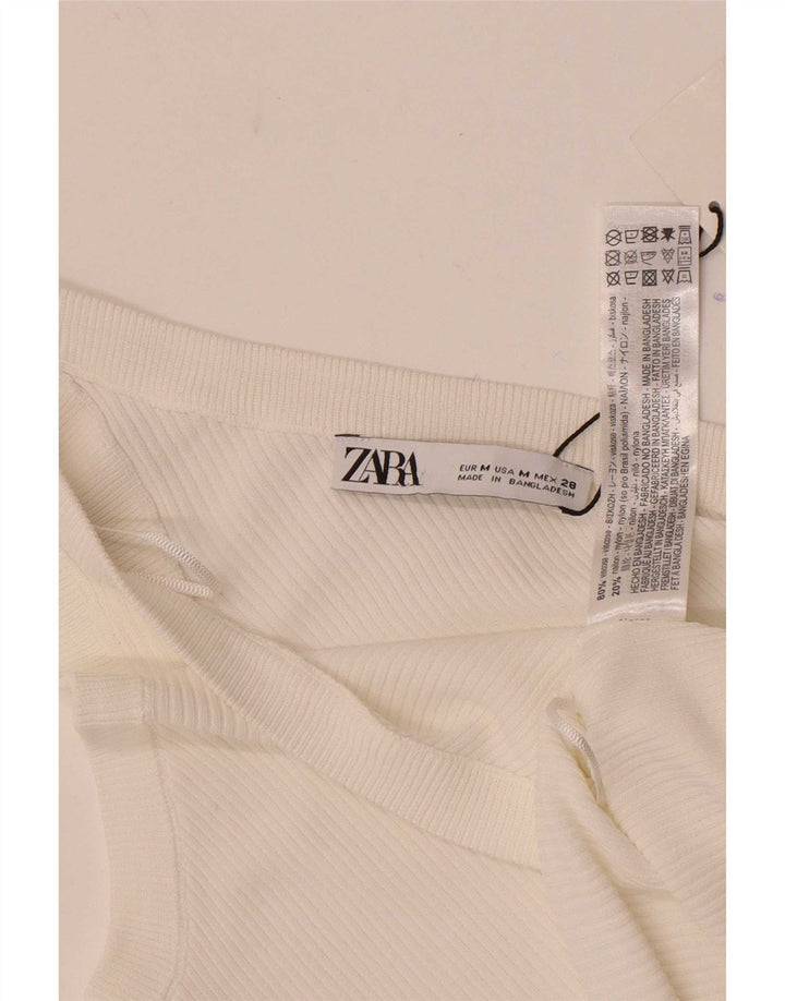 Zara Top De Un Hombro Para Mujer UK 42 Viscosa Blanca Mediana