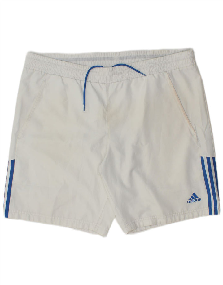 Adidas - Pantalones cortos deportivos para hombre, tamaño grande, poliéster blanco