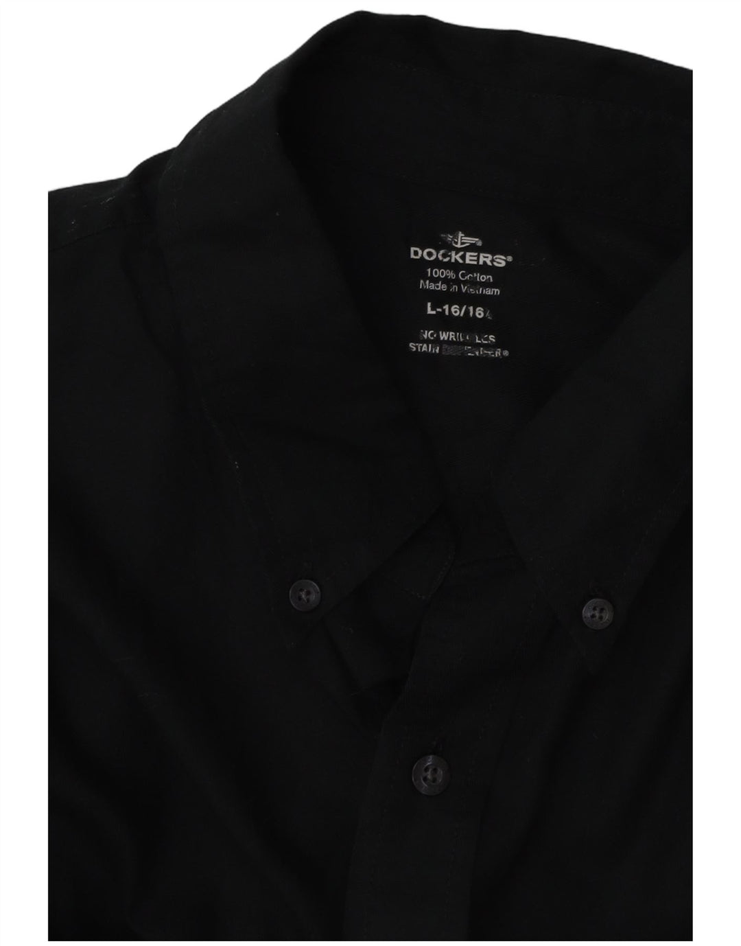 DOCKERS Camisa para hombre Talla 16 16 1/2 Grande Algodón negro
