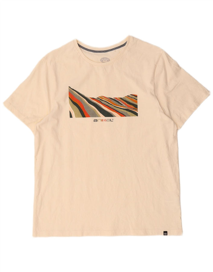Animal Camiseta gráfica para hombre Top mediano de algodón blanco roto