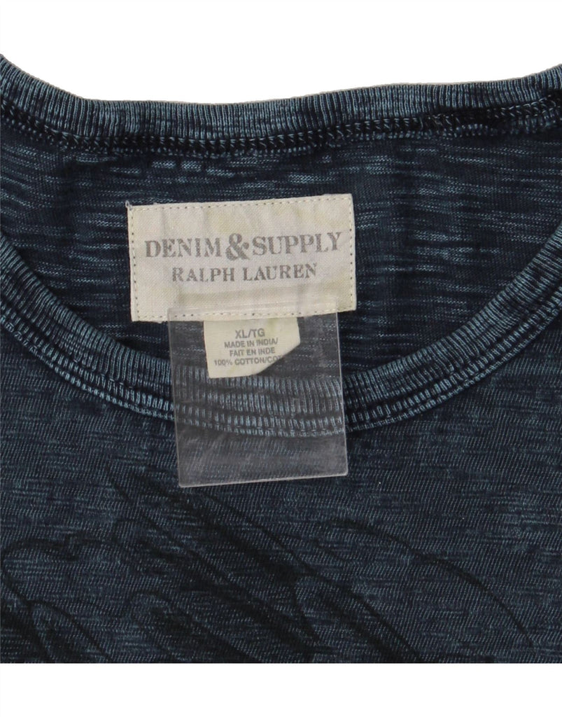 RALPH LAUREN Mens Graphic T-Shirt Top XL Navy Blue Flecked Cotton Vintage Ralph Lauren and Second-Hand Ralph Lauren from Messina Hembry 