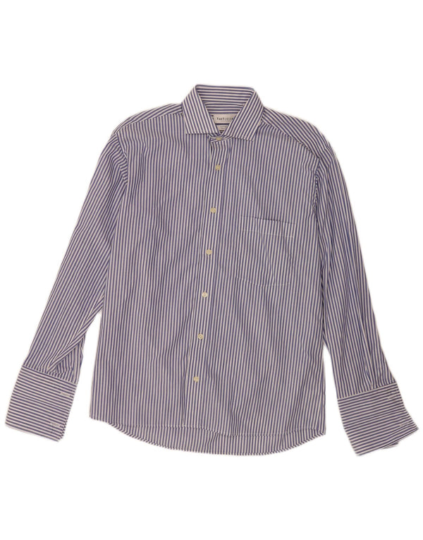Van Heusen Camisa formal para hombre Talla 39 15 1/2 Algodón a rayas azul medio